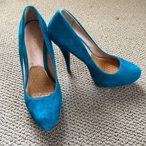 Also Blue Suede Platform Pumps